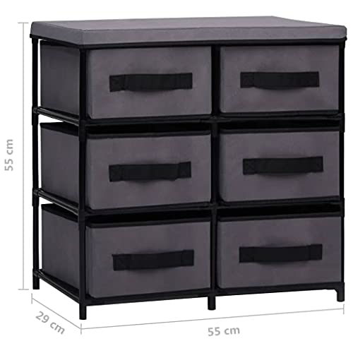 Storage Cabinet with 6 Drawers, Fabric Dresser for Bedroom,Chest of Drawers for Closet, Living Room, 21.7"x11.4"x21.7" Gray Steel