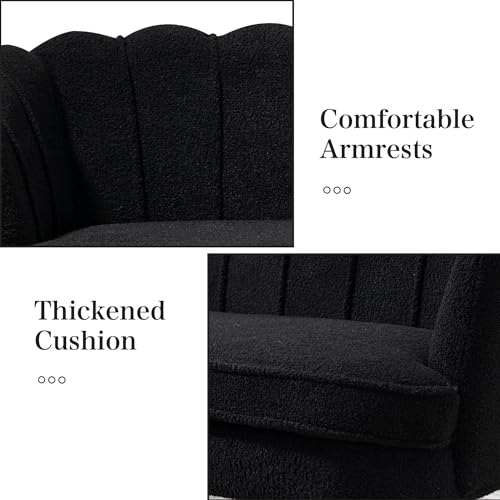 Chifee & Vingol Upholstered Small Loveseat for Small Space with Golden Legs,Black - color: Boucle-black