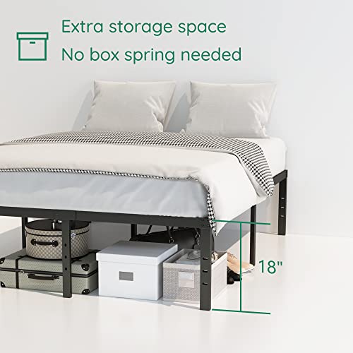 DiaOutro 18 Inch High Bed Frame Queen Size with Storage, Black | Steel Slats Platform No Box Spring Needed Mattress Foundation, Easy Assembly, Noise Free - size: Queen, style: 18 Inch (Black)