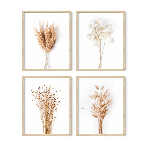 HAUS AND HUES Brown Plant Set of 4-16x20 Framed Beige - color: Brown Plant, size: 16x20, style: Beige Framed