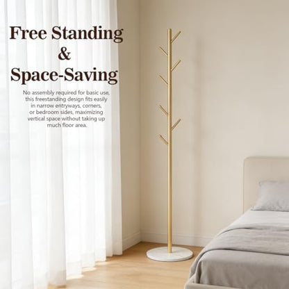 Gold Coat Rack Freestanding, 67" Metal Tree Coat Stand, Sturdy Entryway Hall Tree for Coats, Hats, Bags, Bedroom Office - color: A4