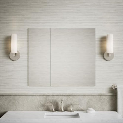 Kohler 55064-NA Embark Slim Medicine Cabinet Mirror, Adjustable Shelves with Mirrored Doors, 30 in. W x 26 in. H - size: 30 in. x 26 in., style: Flat Edge