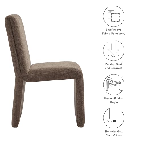 Modway Emory Fabric Slipper Dining Chair in Mocha – Upholstered Armless Dining Side Chair – Versatile Modern Accent Chair or Vanity Chair - color: Mocha