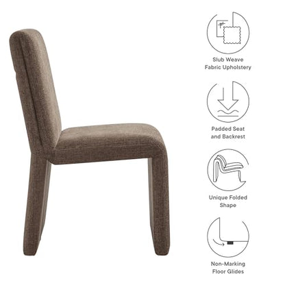 Modway Emory Fabric Slipper Dining Chair in Mocha – Upholstered Armless Dining Side Chair – Versatile Modern Accent Chair or Vanity Chair - color: Mocha