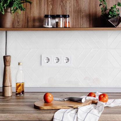 STICKGOO Herringbone Peel and Stick Backsplash, Pure White, 10 Sheets | 12.6 x 9.7 in, Thicker Rectangular Vinyl Stick-On Wall Tiles, Easy Alignment, Waterproof, Easy to Clean, Kitchen/Bathroom - color: Pure White, size: Pack of 10