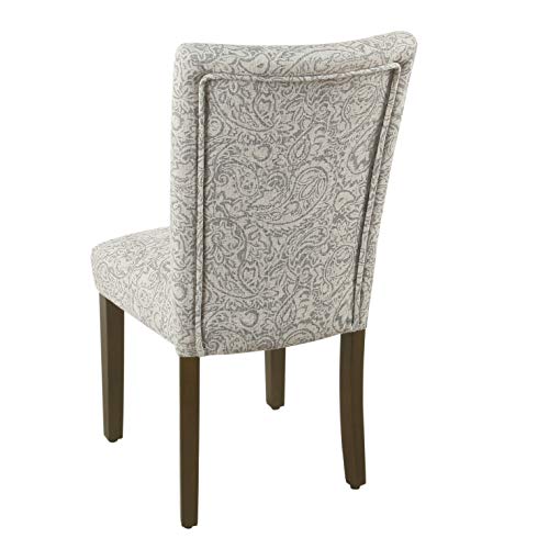 HomePop Parsons Classic Upholstered Accent Dining Chair, Set of 2, Gray and Cream - color: Grey Floral Tree Pattern, style: Pack of 2