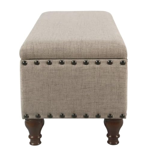 HomePop 42" Storage Bench with Nailhead Trim - Tan - color: Tan