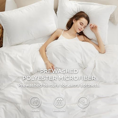 Bedsure Duvet Cover King Size with Fitted Sheet - 4 Pieces Prewashed Cotton-Like Extra Soft Bedding Set, Includes 1 Duvet Cover 104x90 Inches with Zipper Closure, 2 Pillow Shams, 1 Fitted Sheet, White - color: 00 - White (No Comforter), size: King (With F