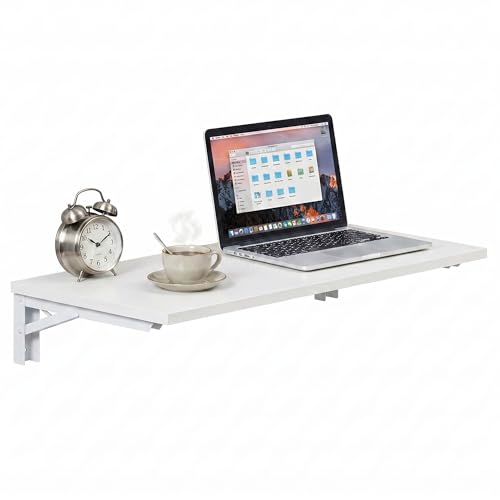 Need 36x20IN Wall Mounted Folding Table for Office Laundry White | White Frame Fold Down Wall Mount Desk Folding Wall Table for Small Apartment, Garage&Ironing Station - color: White Desktop & White Folding Shelf Brackets, size: L36" * W20"