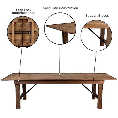 Flash Furniture Hercules 108x40 in Folding Table | Commercial Grade, Foldable Locking Legs, Farmhouse, Rustic