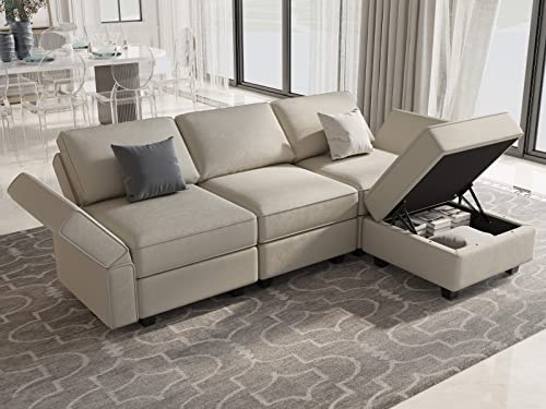 Belffin Convertible Sectional Sofa with Chaise Velvet L Shaped Sofa Couch Modular Sectional Sofa with Storage Grey - color: Grey, size: L Shape Sofa