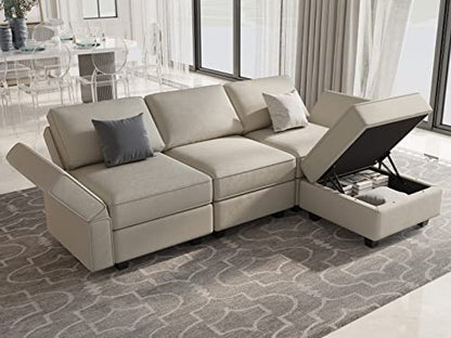 Belffin Convertible Sectional Sofa with Chaise Velvet L Shaped Sofa Couch Modular Sectional Sofa with Storage Grey - color: Grey, size: L Shape Sofa