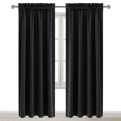 DWCN Blackout Curtains for Bedroom Living Room 52 x 84 Inch Long Black | 2 Panels Set, Room Darkening, Thermal Insulated, Light Blocking, Rod Pocket Drapes, Noise Reducing Window Treatments - color: Black, size: 52"W x 84"L (Pack of 2)