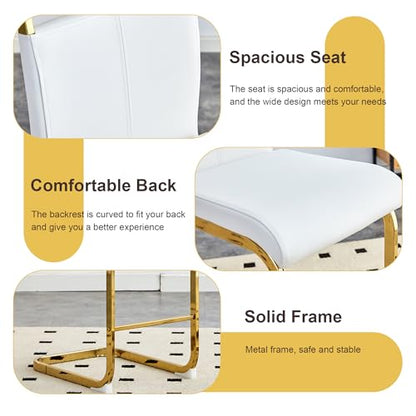 3-Piece Round Bar Table Set,Counter Height Dining Table Set,35" Tempered Glass Pub Table and White Chairs,Round Gold bar Table Set for 2 for Small Spaces,Bistro,Kitchen,Cafe(36" H - color: Gold&white