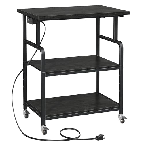 YAOHUOO 3 Tier Large Printer Stand with Power Outlet/Adjustable Shelf | 23.6"x19.6" Large Top,Fit 2-3 printers,Rolling Cart with Wheels,Table for Home Office,Fit 3D Printer/Heat Press/Laser,Black - color: Black, size: 23.6"×19.6"