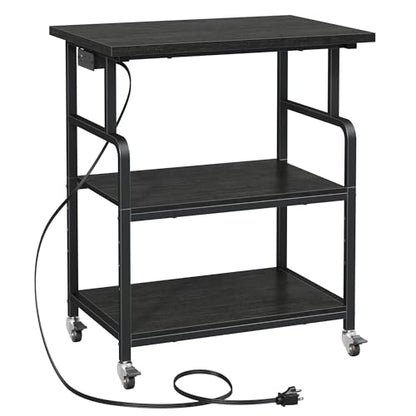 YAOHUOO 3 Tier Large Printer Stand with Power Outlet/Adjustable Shelf | 23.6"x19.6" Large Top,Fit 2-3 printers,Rolling Cart with Wheels,Table for Home Office,Fit 3D Printer/Heat Press/Laser,Black - color: Black, size: 23.6"×19.6"