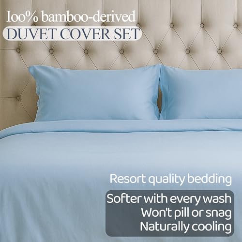 3 Piece Full Size Duvet Cover Set, 1 Bamboo Comforter Cover 82"x90" with 2 Pillow Shams 20"x26", Moisture-Wicking Silky Soft Texture, Breathable Soft Comfy White - color: White, size: Full