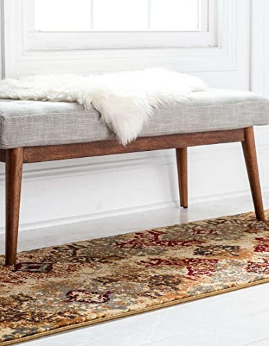 Unique Loom Barista Collection Area Rug - Congencis (2' 7" x 10' Runner, Beige/Blue) - size: 2'7" x 10' (Rectangular)
