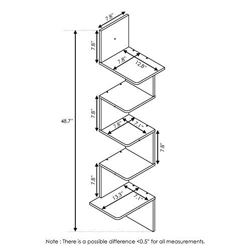 Furinno Rossi Wall Mounted Shelves, 5-Tier Rectangle, Espresso/Black - color: Espresso/Black
