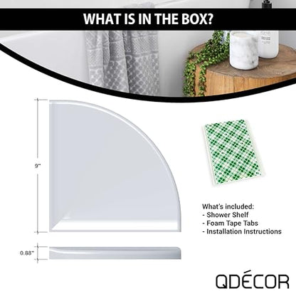 Decor Corner Shower Shelf, Shower Shelf for Inside Shower Tiled Walls, Bathroom Shower Corner Storage, 9 Inch Corner Shelf Shower Caddy Classic Flatback, Gray Matte | 9 Inch