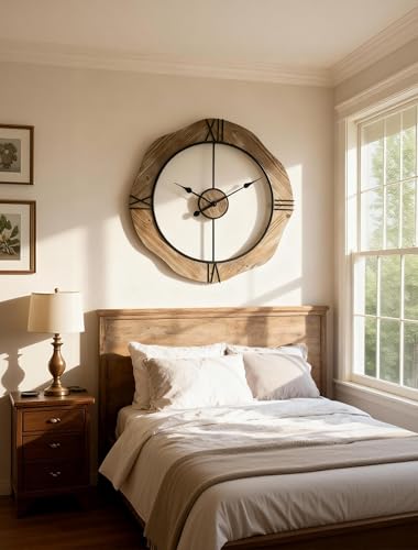 MASHI 20" Wall Clock for Living Room,Non Ticking Silent Battery Operated | Enjoy a totally silent, non-ticking experience with 1 AA battery power, paired with a 20-inch large easy-to-read clock face. - size: 20inches