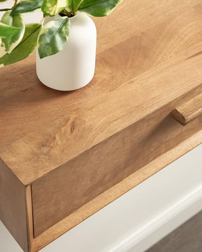 Kate and Laurel McCutcheon Modern Floating Console Table for Entryway, 30 x 9 x 6, Natural Wood, Decorative Transitional Floating Entryway Table for Use as Living Room Storage Wall Shelf