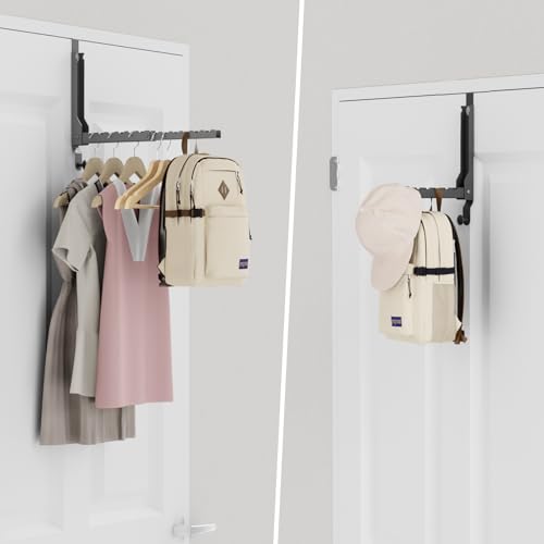 BAKON 2 Pack Heavy Duty Over the Door Hooks, Compact 10 Ridges Double Folding Over the Door Clothes Hanger, Space Saving Over the Door Drying Rack for Laundry Bedroom, Rustproof & Waterproof(Black) - color: Black(update)