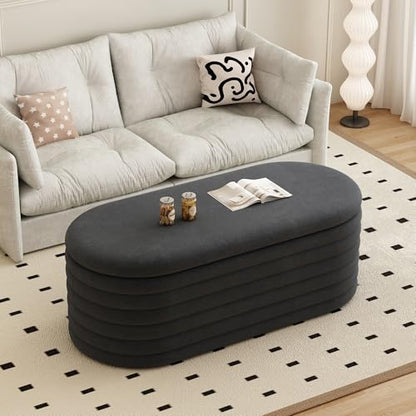 Storage Ottoman Bench 40 inch Upholstered Chenille Fabric Storage Bench for Bedroom End of Bed Stool Aesthetic Large Storag Ottoman for Living Room Entryway,Black | Chenille Fabric Storage Ottoman, End of Bed Stool,Large Bench Hidden Storage,No Assembly,f