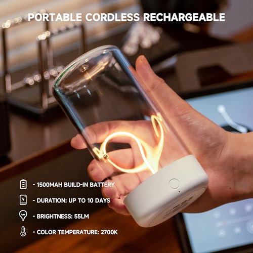Mini Minimalist Table Lamp, Rechargeable Night Stand Lamp, Gray+White, 2 Packs - color: Gray+White