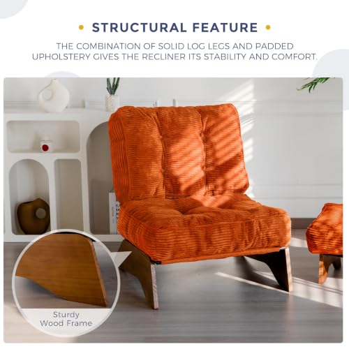 MAXYOYO Accent Chair with Ottoman, Lounge Chair with Adjustable Backrest | Tufted Living Room Chair Upholstered Lounge Chair with Footrest Set, Modern Chair for Reading Room, NEW Orange - color: New Orange