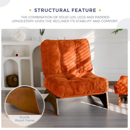 MAXYOYO Accent Chair with Ottoman, Lounge Chair with Adjustable Backrest | Tufted Living Room Chair Upholstered Lounge Chair with Footrest Set, Modern Chair for Reading Room, NEW Orange - color: New Orange