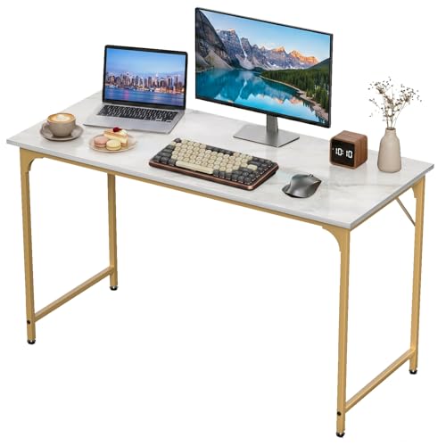 47 inch Computer Desk Modern Writing Desk, Simple Study Table, Industrial Office Desk, Sturdy Laptop Table for Home Office - color: Gold, size: 47 inch
