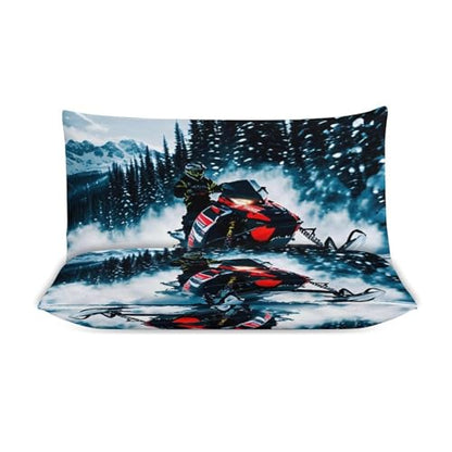 3 Piece Cool Snowmobile Bedding Set - Ultra Soft Fabric & Double-Sided Print, Breathable Comforter Set with 1 Quilt Cover & 2 Pillowcases for Home Hotel, 79"x90" - size: 79"x90"