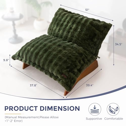MAXYOYO Adjustable Living Room Chair, 3-Position Bean Bag Chair with Frame | Upholstered Accent Chair with Frame, Removable Cushion, Soft Reclining Lounge for Bedroom, Apartment, Office, Dorm, Green - color: Bubble Green