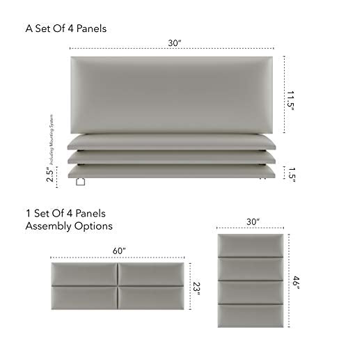 Vänt Wall Mounted Headboard Panels, Queen/Full, Metallic Neutral Champagne - color: Metallic Champagne, size: 30"