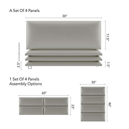 Vänt Wall Mounted Headboard Panels, Queen/Full, Metallic Neutral Champagne - color: Metallic Champagne, size: 30"