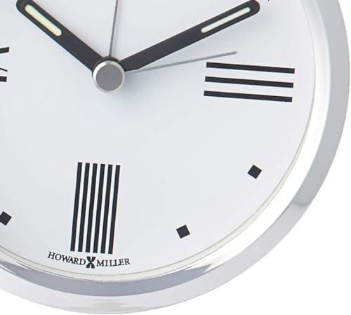 Howard Miller Tribeca Tabletop Alarm Clock – Quartz Movement, Brushed Aluminum Base & Beveled Glass Accents