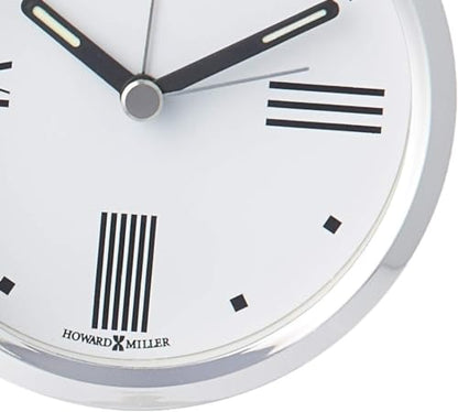 Howard Miller Tribeca Tabletop Alarm Clock – Quartz Movement, Brushed Aluminum Base & Beveled Glass Accents