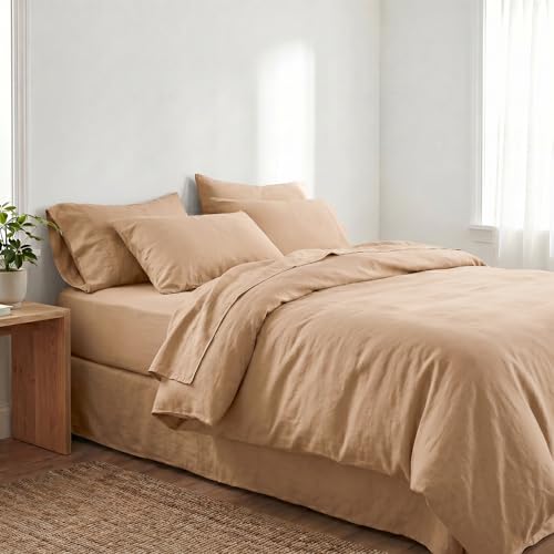Peru Pima 285 Thread Count Percale Duvet Cover Set Full/Queen — 100% Peruvian Pima Cotton 3-Piece Bedding (1 Duvet Cover + 2 Pillowcases) — Cooling, Breathable, Crisp Hotel Quality — Latte - color: Latte, size: Full/Queen