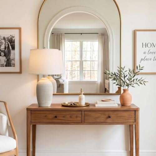 24.5" Vintage Ceramic Table Lamp Single-Rustic Boho Accent Nightstand Lamps for Bedroom, Living Room, Entryway-Small Textured Bedside Lamps, Modern Farmhouse Table Lamps for Home Decor Beige - color: 24.5" Beige-Single