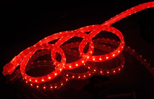 UL Listed, 10 Feet,Super Bright 2700 Lumen, Red, Dimmable, 110-120V AC Flexible Flat LED Strip Rope Light, Commercial Grade, Indoor Outdoor use, Ready to Plug n Shine - color: Red