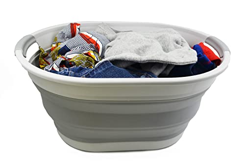 SAMMART Collpasible Laundry Basket (28L Collapsible Laundry Basket (Grey))