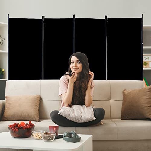 Room Divider-Folding Privacy Screens, 6 ft Partition Room Dividers Wall for Separation, Home, Office, Classroom, Studio (Black, 4 Panel) - color: Black, size: 4 Panel