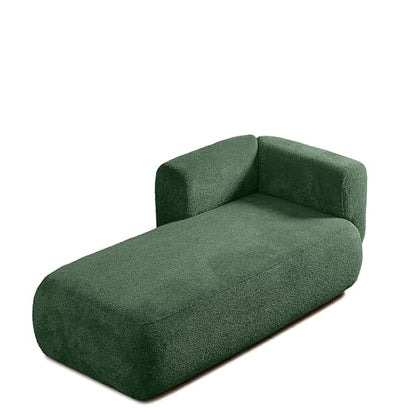 ERYE Boucle Upholstered Left Facing Chaise Lounge Indoor for Living Room Bedroom,Comfy Single Chaise Lounge Modern Leisure Recliner Sleeper Sofa Daybed, Easy Assemble - color: Green/L