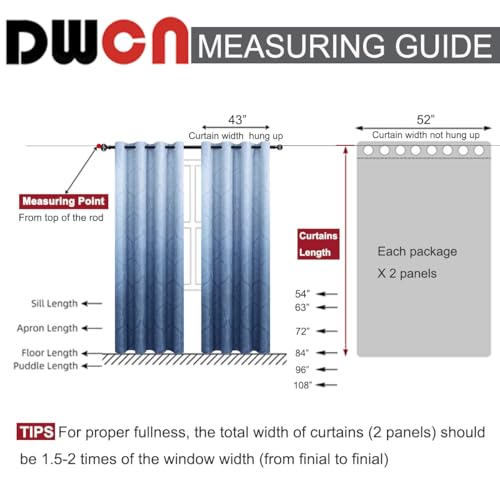 DWCN Ombre Blackout Curtains - Damask Thermal Insulated Light Blocking Grommet Curtains for Bedroom and Living Room, Set of 2 Gradient Medallion Curtain Panels, 52 x 54 Inch Length, Navy Blue - color: Navy Blue, size: 52"W x 54"L (Pack of 2)