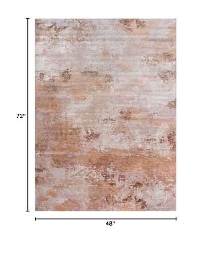 Non Slip Rugs 4x6 Modern Abstract Easy Silk Rubber Backing Soft Area Rug for Living Room Easy to Clean Non Shedding Kitchen for Bedroom Indoor Carpet (Beige - Brown, 4x6) - color: Beige, size: 4' x 6' (Rectangular)