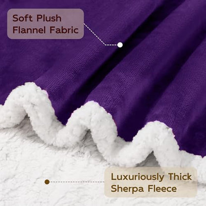 BEAUTEX Sherpa Fleece Throw Blankets Soft Fluffy Flannel Plush Cozy | Fuzzy Purple Cuddle Blanket for Couch, Bed, Sofa, Adults (50" x 60", Purple) - color: Purple, size: Throw-50"x60"