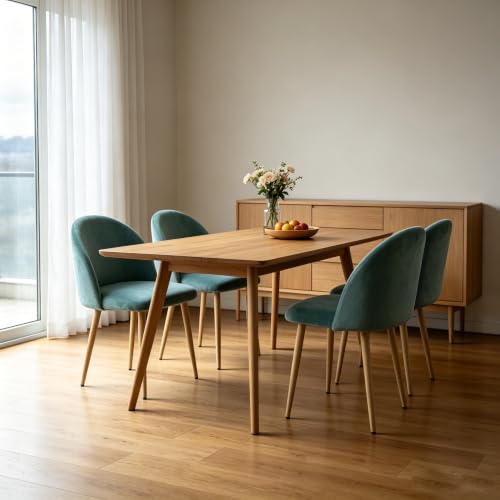 Lightdot Dining Chairs Set of 2, Velvet Upholstered Dining Chairs with Solid Wood Legs, Mid-Century Modern Accent Chair for Kitchen Living Room Bedroom, Assembly Guide Included, Mint Green - color: Teal