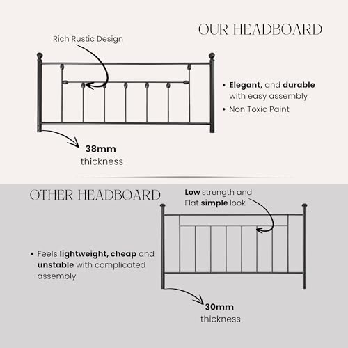 Victorian Metal Headboards, Adjustable Height Iron Frame, Rustic Farmhouse Style, Elegant and Durable Design, Easy Assembly, Universal Fit for Kids & Adults, King Size, Black Finish - size: King, style: Victorian