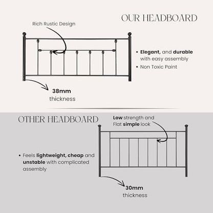 Victorian Metal Headboards, Adjustable Height Iron Frame, Rustic Farmhouse Style, Elegant and Durable Design, Easy Assembly, Universal Fit for Kids & Adults, King Size, Black Finish - size: King, style: Victorian